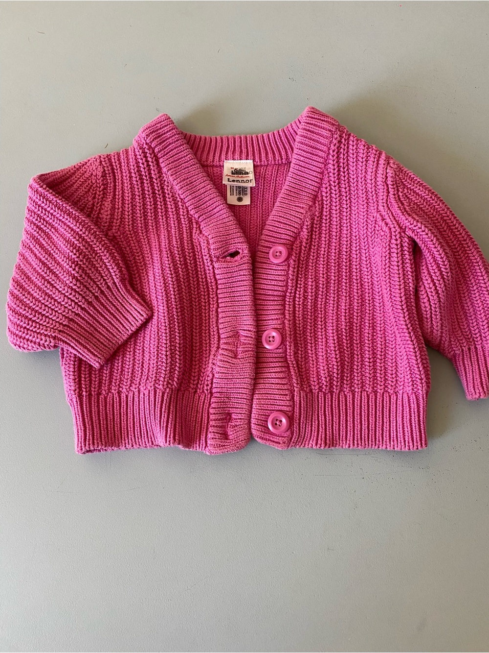 Hanna Andersson 3T Bright Pink Knit Cotton Cardigan